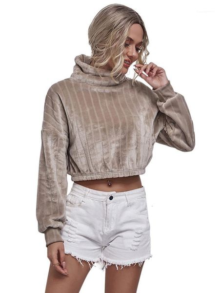 

women's hoodies & sweatshirts female clothing womens designer high neck long sleeve short ladies fashion casual autumn w apzb, Black