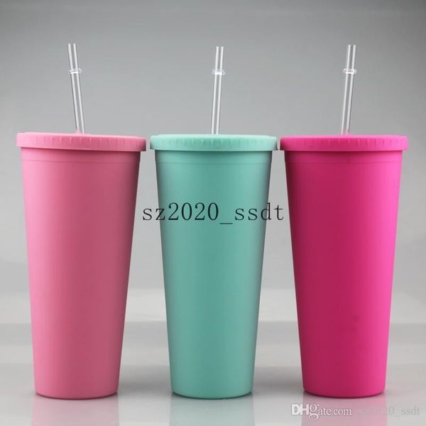 5 stks 16 oz Matte Acryl Cups Plastic Tumbler met Deksels Clear Rietjes Dubbelwandige Koffiemok Herbruikbare Cup