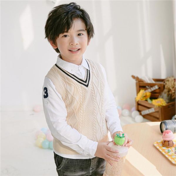 

waistcoat 2021 fashion autumn children's vest v-neck sleeveless knitted sweater college style, Camo
