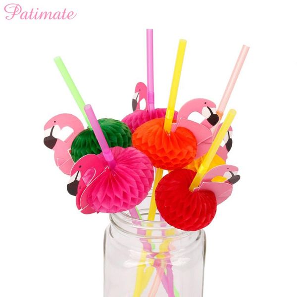 

disposable dinnerware patimate flamingo straws flexible plastic drinking straw kids birthday wedding decoration hawaii summer party supplies
