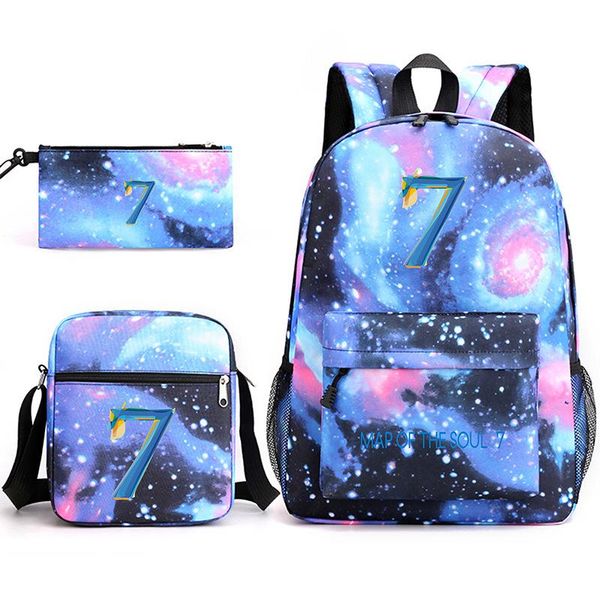 

backpack 3pcs set map of soul 7 korean band children school backpacks cool schoolbag student shoulder bag for boy pen pencil bags