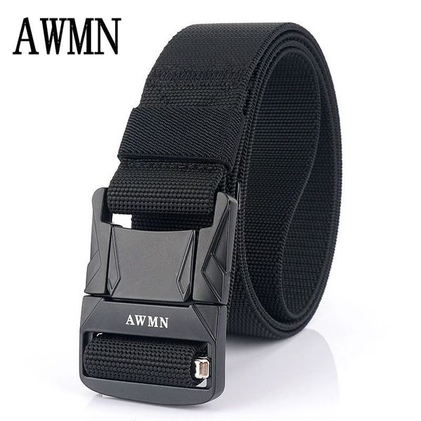 

2021 new men's outdoor tactical nylon belt outer metal elastic, Black;brown