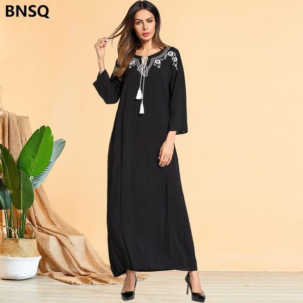 

casual dresses muslim long sleeve maxi dress plus size clothing arabic black for women elegant caftan kaftan moroccan robe b1x7, Black;gray