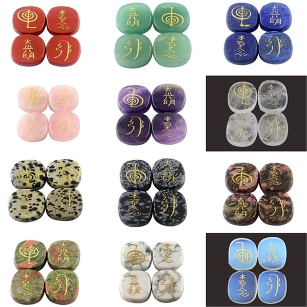 

decorative objects & figurines fit for 4x engraved usui reiki symbol healing energy sanskrit palm crystal natural stone