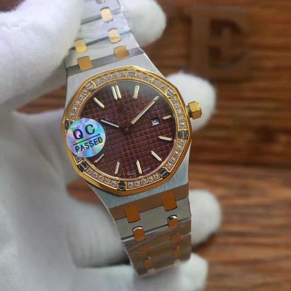 

wristwatches 33mm royal watch women oak sterile dial stainless steel case quartz, Slivery;brown