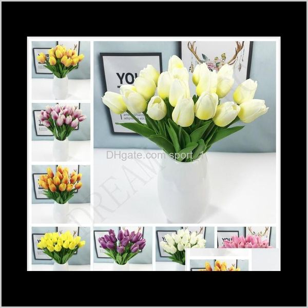 Tulipani in lattice Artificiale Pu Flower Bouquet Tocco reale per la decorazione domestica Cyvxc Ghirlande Gjk2A