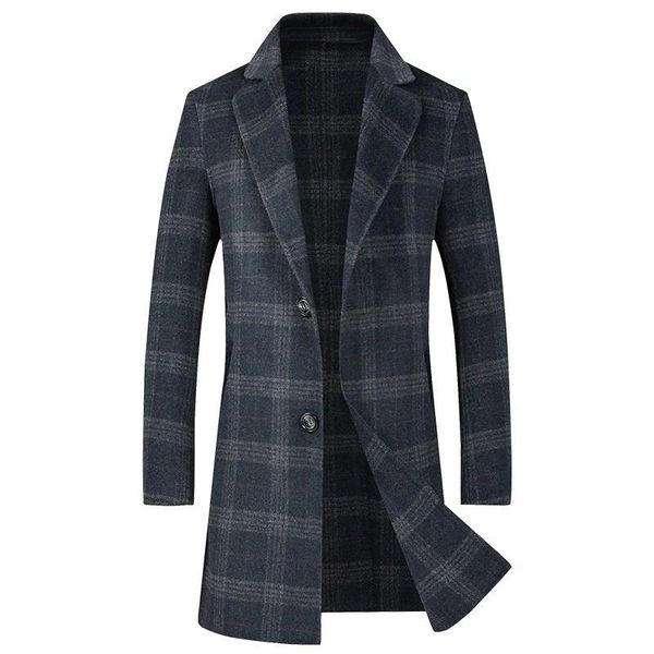 

men's wool & blends arrival 60% plaid trench coat men,men's winter long jackets,size m,l,,xxl,xxxl lb03, Black