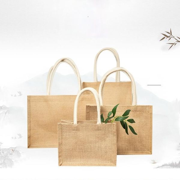 

gift wrap 100 pcs packaging with 100% jute stacking shopping diy eco-friendly linen tote bag custom box logo
