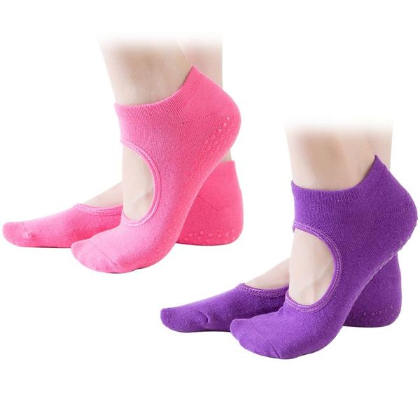 

sports socks 2 pack women yoga low cut for pilates barre ballet gym dance with grips, Black