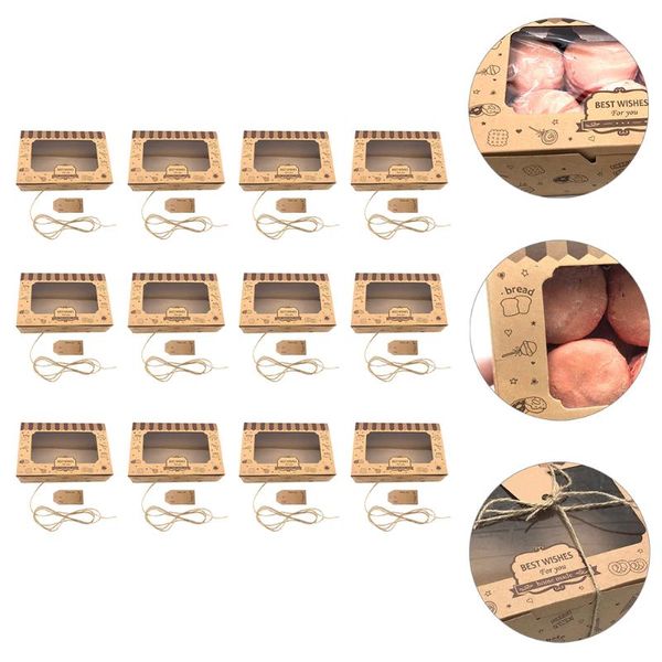 

gift wrap 12pcs square kraft paper boxes with 12 tags and ropes packing