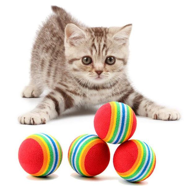 

cat toys 1/5/10pcs 4.2cm rainbow ball toy colorful interactive pet kitten scratch natural foam eva training supplies
