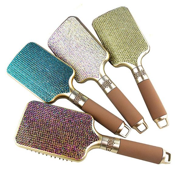 

hair brushes professional hairdressing comb rhinestone bling airbag with diamonds crystal beauty tools, Silver