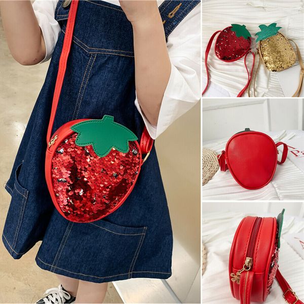 

children kid girls bling sequin shoulder messenger bags, White