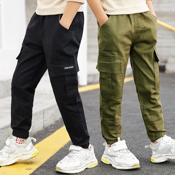 

boy pants spring kids cargo pant trousers children boys casual letter pocket straight full bottom for teenagers, Blue