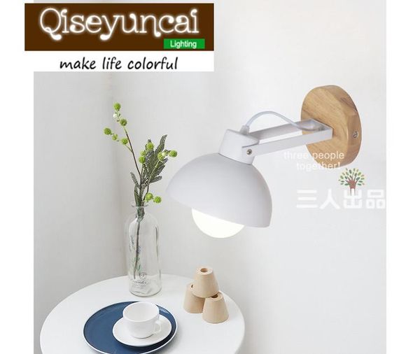

wall lamp qiseyuncai e27 modern bedroom living room bedside solid wood nordic style corridor iron art simple ceiling