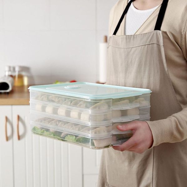 

storage bottles & jars single layer refrigerator food dumplings airtight container plastic box l0814
