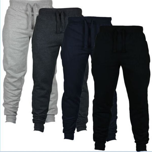

new fitness men's solid velvet european casual sports pants, Black
