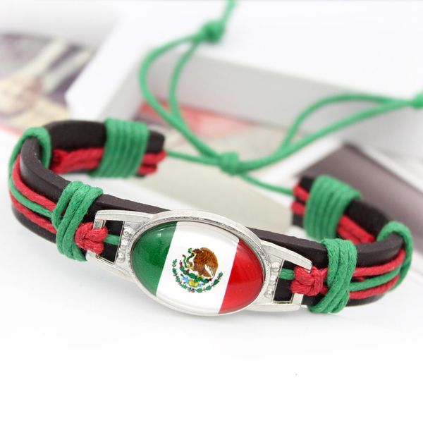 

souvenir mexico, venezuela, switzerland, peru world flag cup leather bracelet