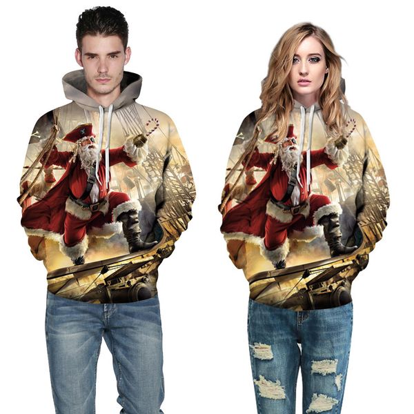 

men's hoodies & sweatshirts harajuku street hoodie street santa claus women's 3d digital print large size sweater couple sweatshi, Black