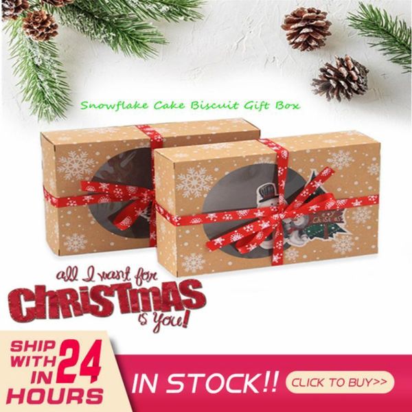 

gift wrap 6/12/24pcs snowman bow boxes kraft paper cake muffin candy visual packaging box reusable european holiday pastry decor bag
