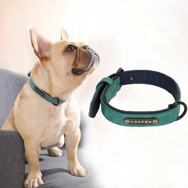 

soft velvet dog collar leather padded for small large dogs personalized tags training walking durable belts 5 colors 20jan14 collars & leash