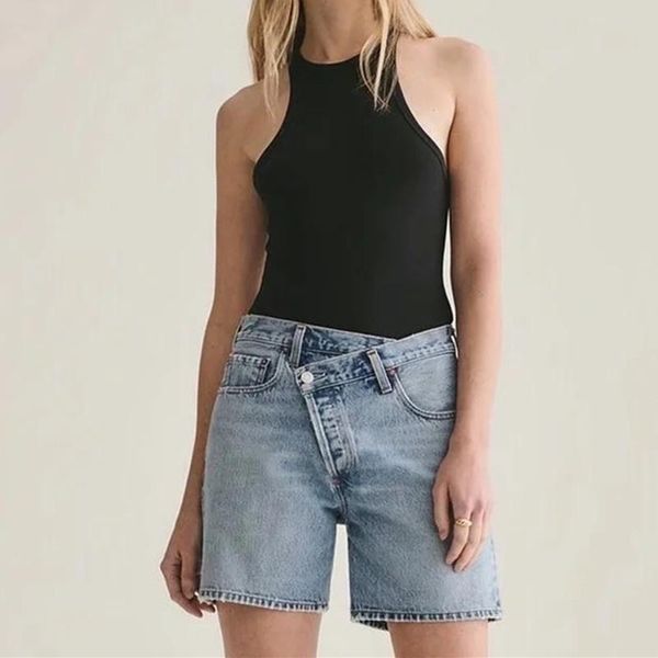 

women's shorts female denim high waist jeans undefined streetwear vintage washed fashion indie 2021, Blue