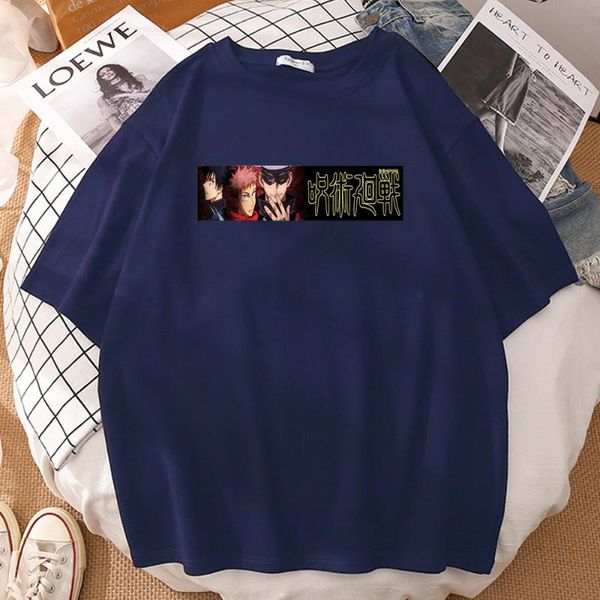 

women's t-shirt jujutsu kaisen print oversized woman 2021 o neck short sleeve loose t shirt comfortable crewneck personality kawaii, White