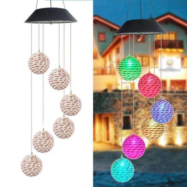 

pendant lamps outdoor solar led rattan balls light color changing hanging wind chimes hanglamp for home garden decor