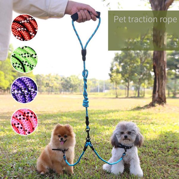 

double-headed dog strap nylon reflective training leash webbing recyclable long lead rope pet accessories collars & leashes