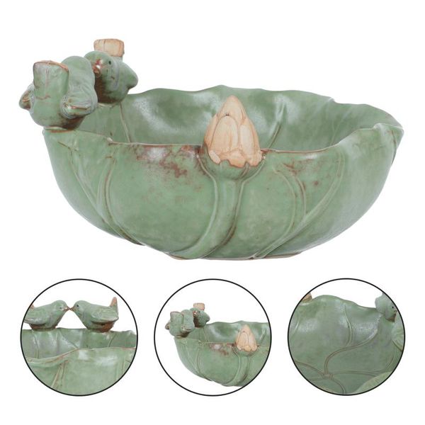 Vasi 1 pz vaso da fiori in ceramica durevole contenitore per piante crescita succulenta (verde scuro)