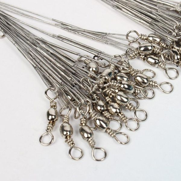 

60pcs lot silver 8kg/10kg/12kg saltwater stianless line wire leader fishing tool drop hooks