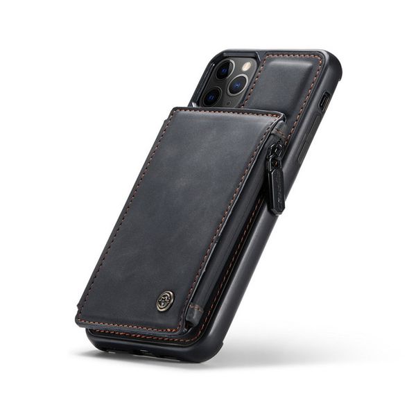 Reißverschluss-Geldbörsenhülle für iPhone 12 11 Pro XS Max SE 8 7 Plus Leder-Geldbörsen-Handyhüllen für Samsung Note 20 Ultra S20 S10 S9 A51 A71