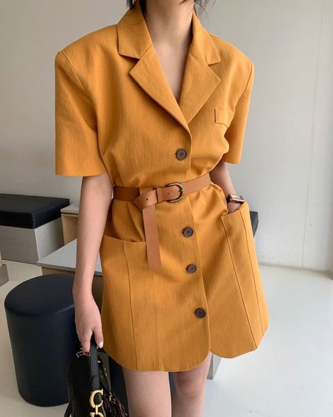 

dresses summer belt blazer women party sleeve bodycon fashion elegant casual female short 0hm5 ykxe, Black;gray