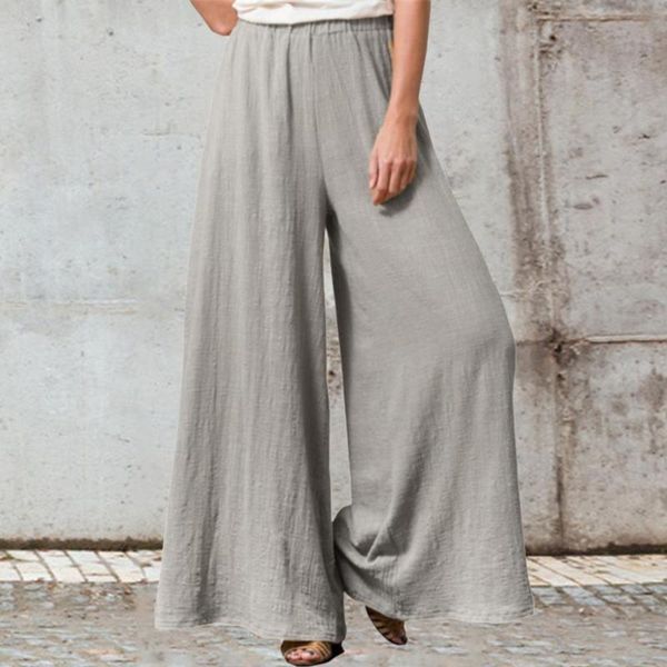 

women's pants & capris simple women trousers casual elastic waist breathable wide leg, Black;white