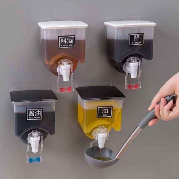 

storage bottles & jars 1pcs wall-mounted oil bottle soy sauce jar vinegar pot leak-proof seasoning liquid tank kitchen gadgets