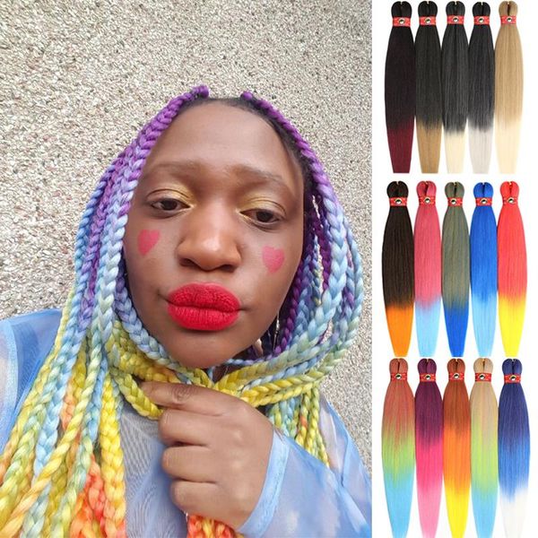 

human ponytails elegant muses professional synthetic pre stretch hair 26 inch 90g wholesale braiding flame retardant extensions braid, Black