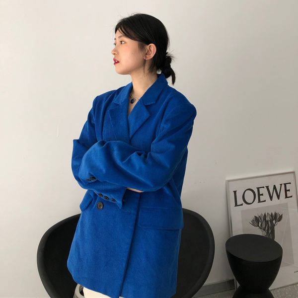 

blazers fashion ladies velvet korean women's blazer released royalblue chic jacket streetwear outwear, White;black