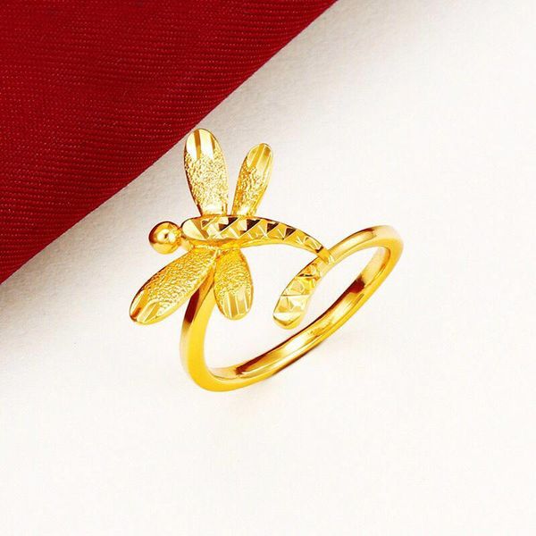 

wedding rings mxgxfam lovely dragonfly ( adjusted ) for girl women mother friends 24 k pure gold color nickel xp jewelry, Slivery;golden