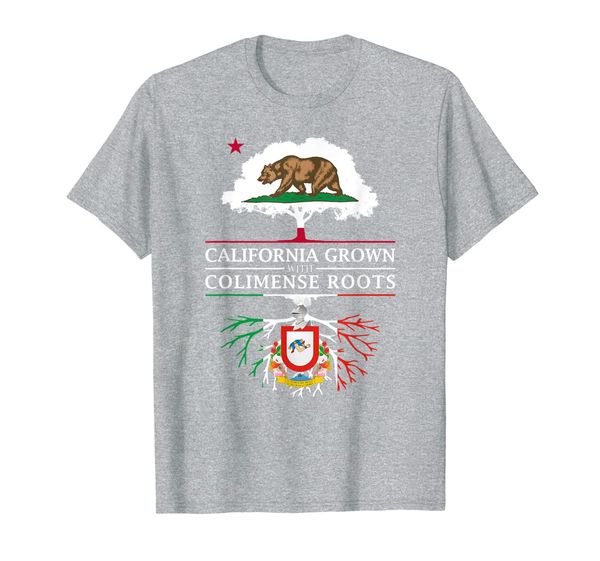 

california grown with colimense roots - colima t-shirt, White;black