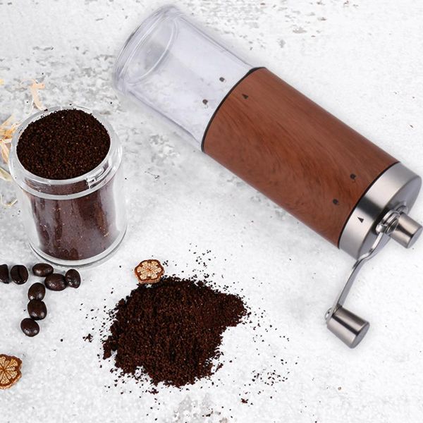 

manual coffee grinders 1pc stainless steel detachable bean crusher (light brown, wood grain)