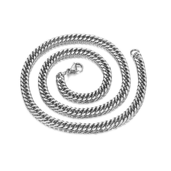 

chains 6.5mm cuban link chain necklace drop punk stainless steel silver color male choker colar jewelry gifts for men women