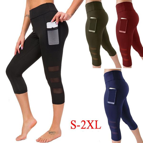 

yoga outfit women tights fitness calf-length pants running high waist cropped trousers push up bodybuilding gym clothing girl leggins