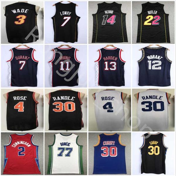 

2021-22 city 75th stitched basketball doncic morant irving harden kevin durant stephen curry cunningham randle derrick rose herro wade, Black;red
