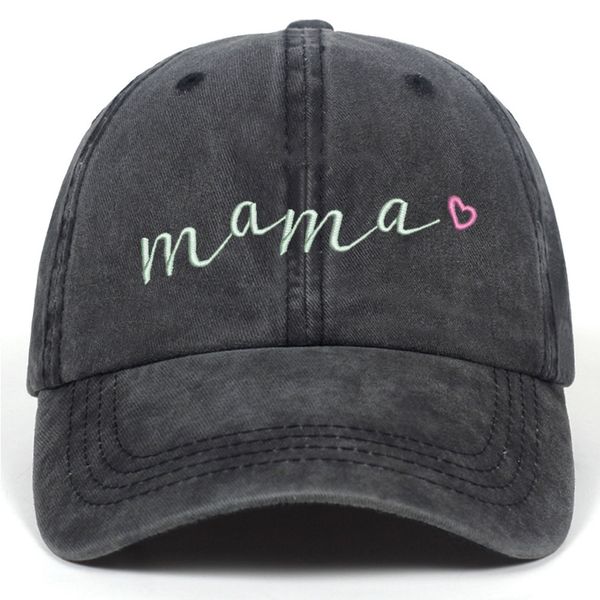 

washed mama embroidered baseball cap cotton duck tongue dad hip hop cap, Blue;gray