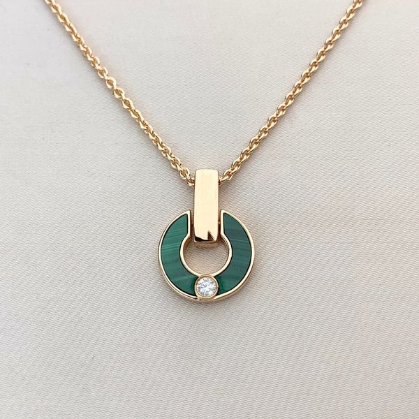 

heart diamond necklace gold necklace fashion fashion natural malachite letter pendant with diamonds women's jewelry gifts for couples, Silver