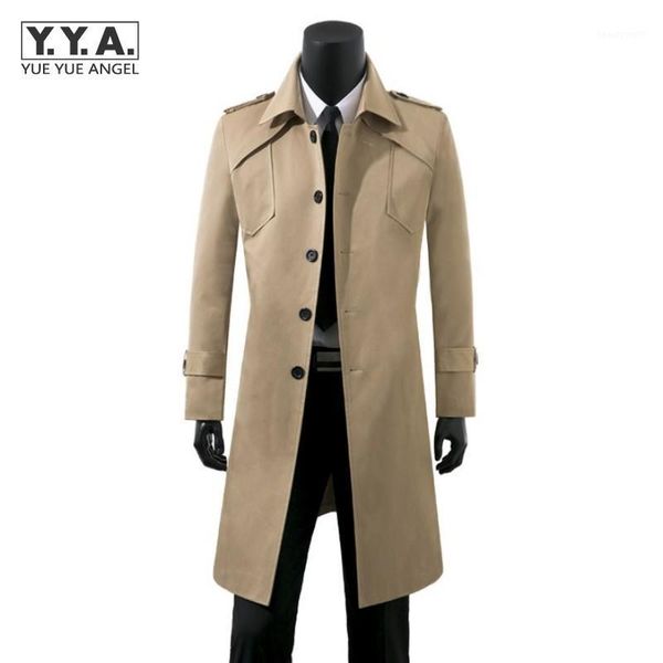 

brand classic mens trench mid length single breasted windbreakers coat british style business casual outwear windproof overcoat men's c, Tan;black