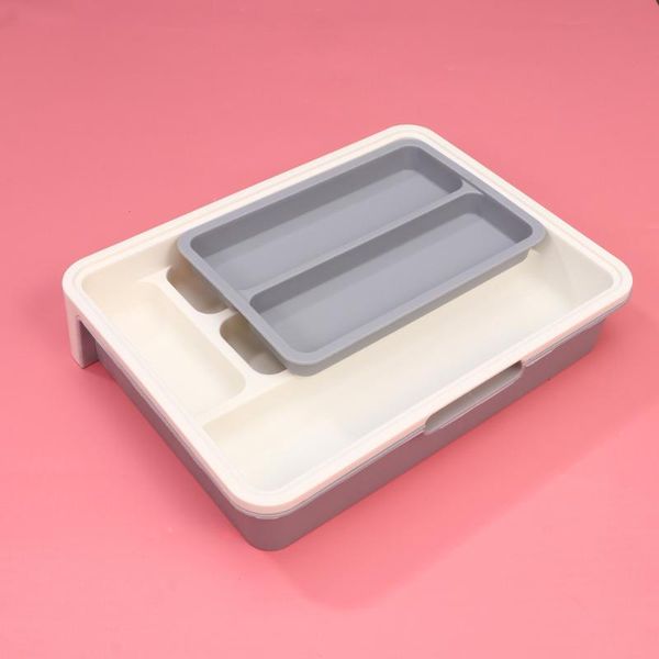 

storage bottles & jars tableware holder cutting tool chopstick spoon box kitchen drawer type (grey)