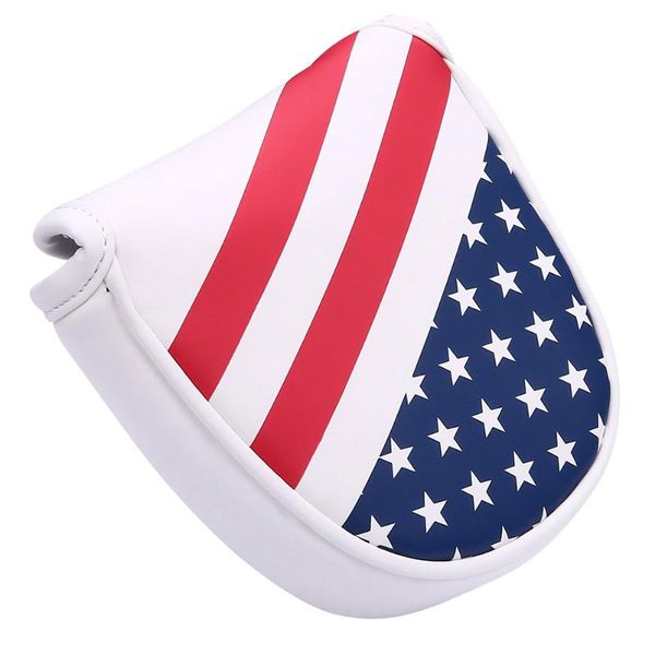 

golf balls mallet putter cover universal flag style thick square pu leather club protector headcover portable durable magnetic closure