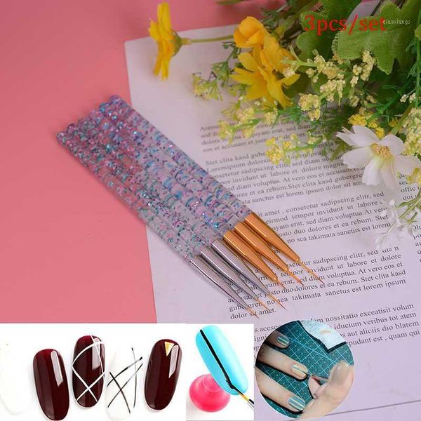 

3pcs/set nail art liner brush painting drawing lines grid acrylic pen diy design manicure tool 2 colors1, Yellow