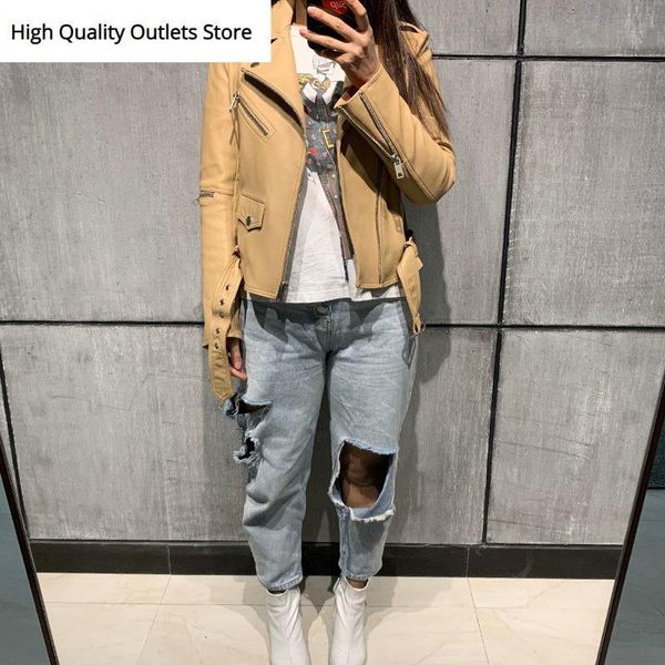 

women's leather & faux ladies real jacket women genuine, Black